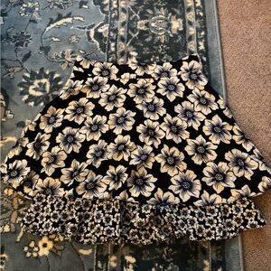 Kate Spade Black and White Floral Skater Skirt